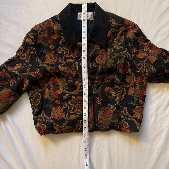 Brocade Black and Brown Floral Blazer Jacket - Picture 8 of 12